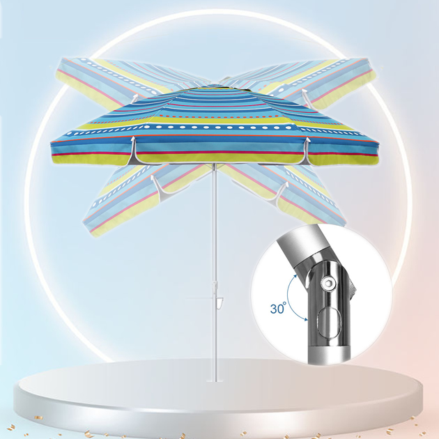 Adjustable tilt rotating umbrella