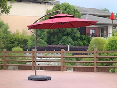 2.7M Round Offset Patio Umbrella Cantilever Garden Parasol